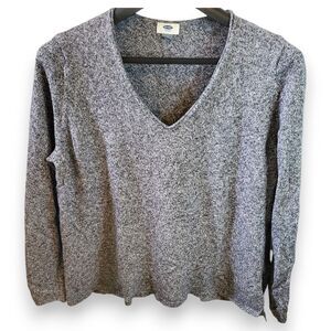 Old Navy Beach Sweater Women's XXL Heather Gray V-Neck Pullover Cotton Blend